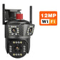 SET 2X Camere Triple Wi-Fi 6K 12MP, Audio bidirectional, AI Motion Detection, Night Vision, PTZ 355°/90°, IP66 + 2 carduri 32GB Incluse