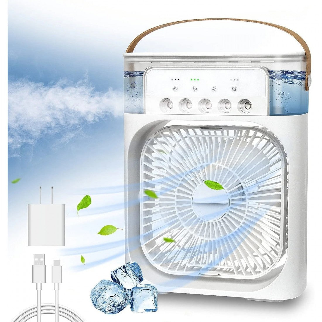 Ventilator 5 in 1, Purificare si Umidificare Aer, Odorizare, Rezervor Apa 600 ml, Temporizator, 3 Trepte de Viteza