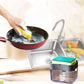 Pachet 2 x Dozator detergent de vase 2 in 1, cu suport pentru burete, negru/transparent