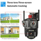 SET 2X Camere Triple Wi-Fi 6K 12MP, Audio bidirectional, AI Motion Detection, Night Vision, PTZ 355°/90°, IP66 + 2 carduri 32GB Incluse