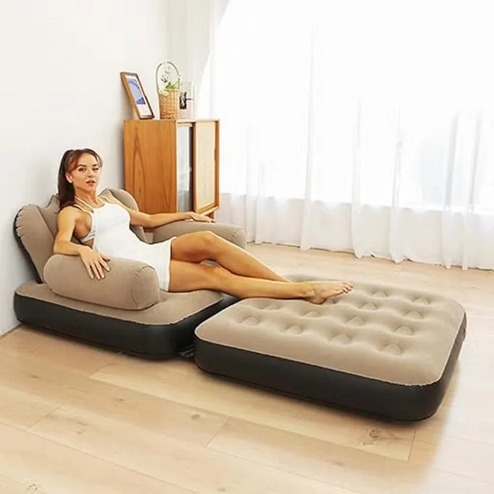 Fotoliu-sezlong gonflabil, 2 in 1, PVC, 100x98x90 cm, maro