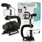 Kit vlogging complet pentru camera, telefon, trepied in forma de U, telecomanda bluetooth, microfon