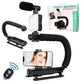 Kit vlogging complet pentru camera, telefon, trepied in forma de U, telecomanda bluetooth, microfon