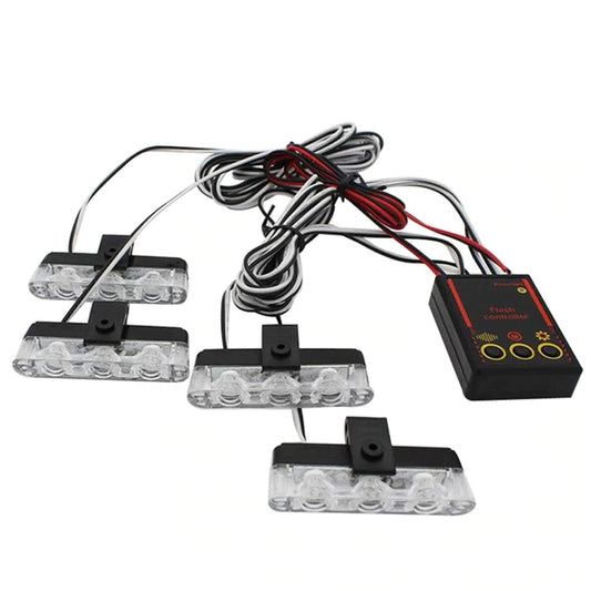 Lumini avertizare LED pentru grila, functii stroboscop, 36W, 12V, Rosu/albastru