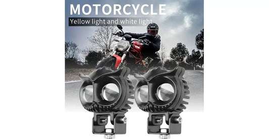 Set 2 x Proiectoare LED 50W cu Lupa Off-Road AutoREY® Auto/Moto SUV ATV Utilaje - tip Bufnita, 2 faze Alb si Galben