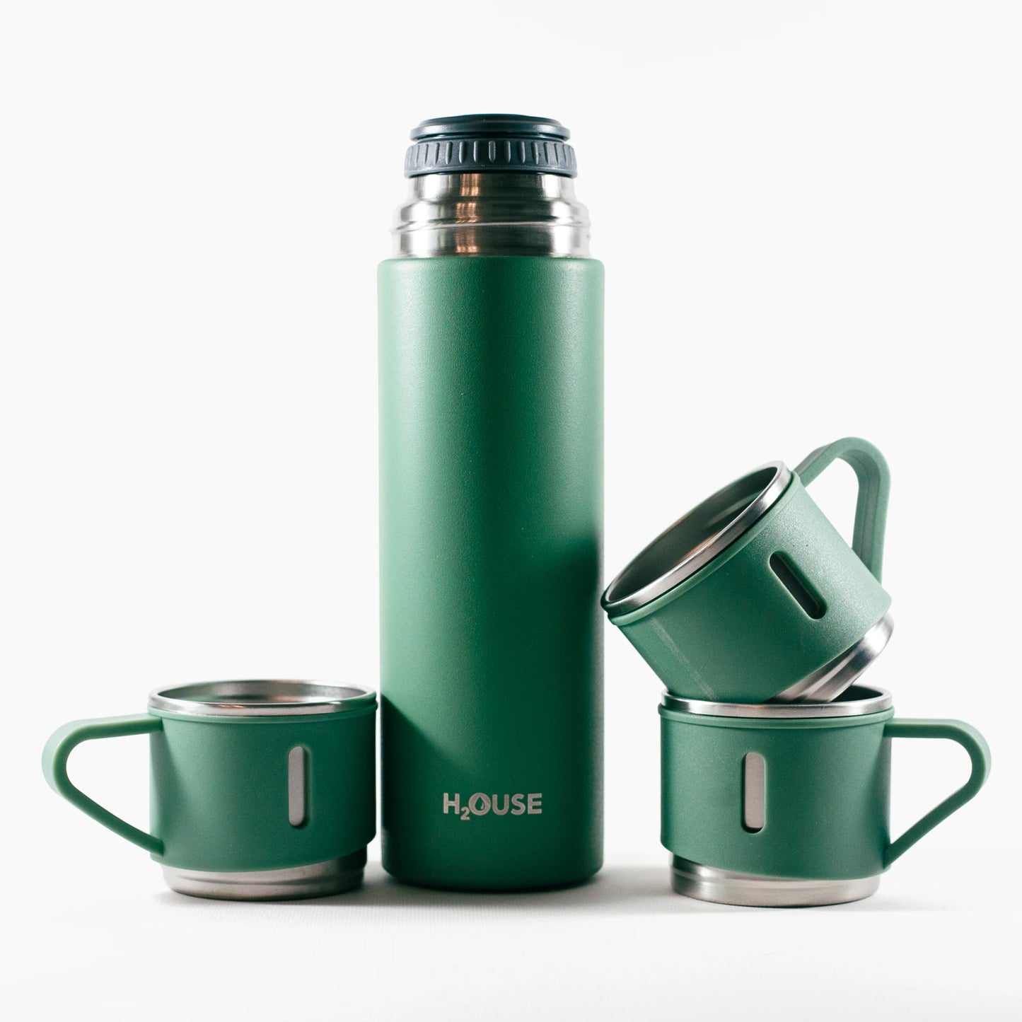 Set Termos H2OUSE, 500ml, perete dublu, 2 cani extra