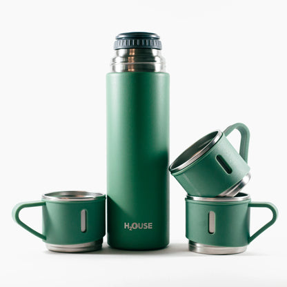 Set Termos H2OUSE, 500ml, perete dublu, 2 cani extra