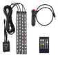 Lumina ambientala pentru interior auto, telecomanda, 4 benzi cu 18 LED RGB cu senzor sunet