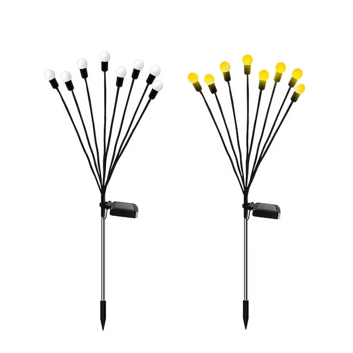 Set 2x Lampa solara de gradina, lumina licurici, ABS, IP65, 70 cm, 8 led-uri, alb cald