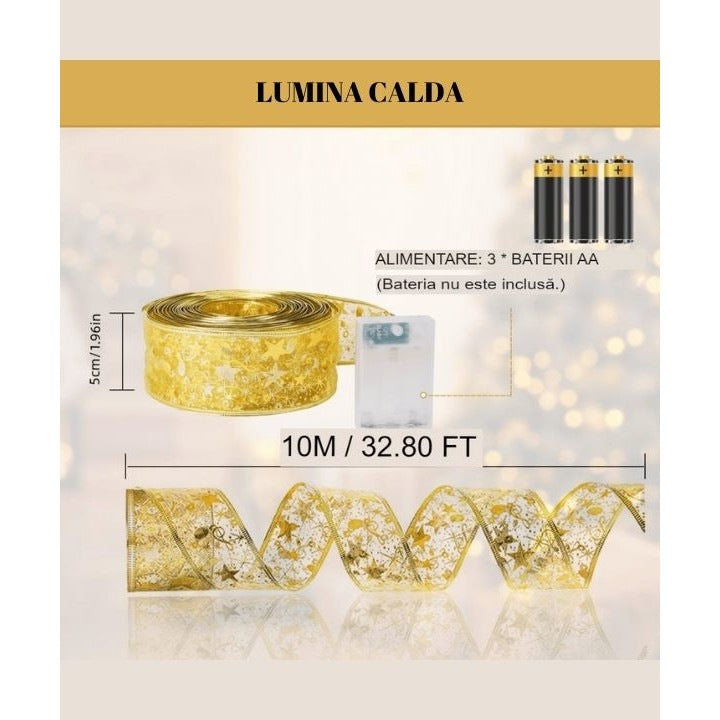 Set 2 x Instalatie Panglica pentru Craciun LED 100 lumini / 10m dublu strat, decorarea casei