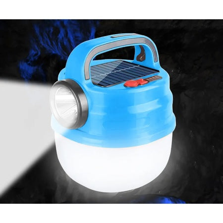 Lanterna Solara LED 80W, Lumina Frontala si Inferioara, 6 Moduri de Iluminare, Carlig de Agatare, Indicator Baterie