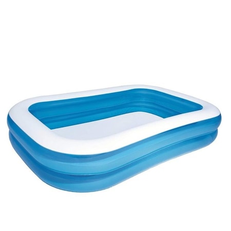 Piscina gonflabila dreptunghiulara, 200x150x50cm, pentru gradina sau terasa, albastru cu alb