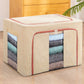Cutie de depozitare pliabila, cu fermoar, 66 L, Textil, 50x40x33 cm, Crem, Cu doua ferestre