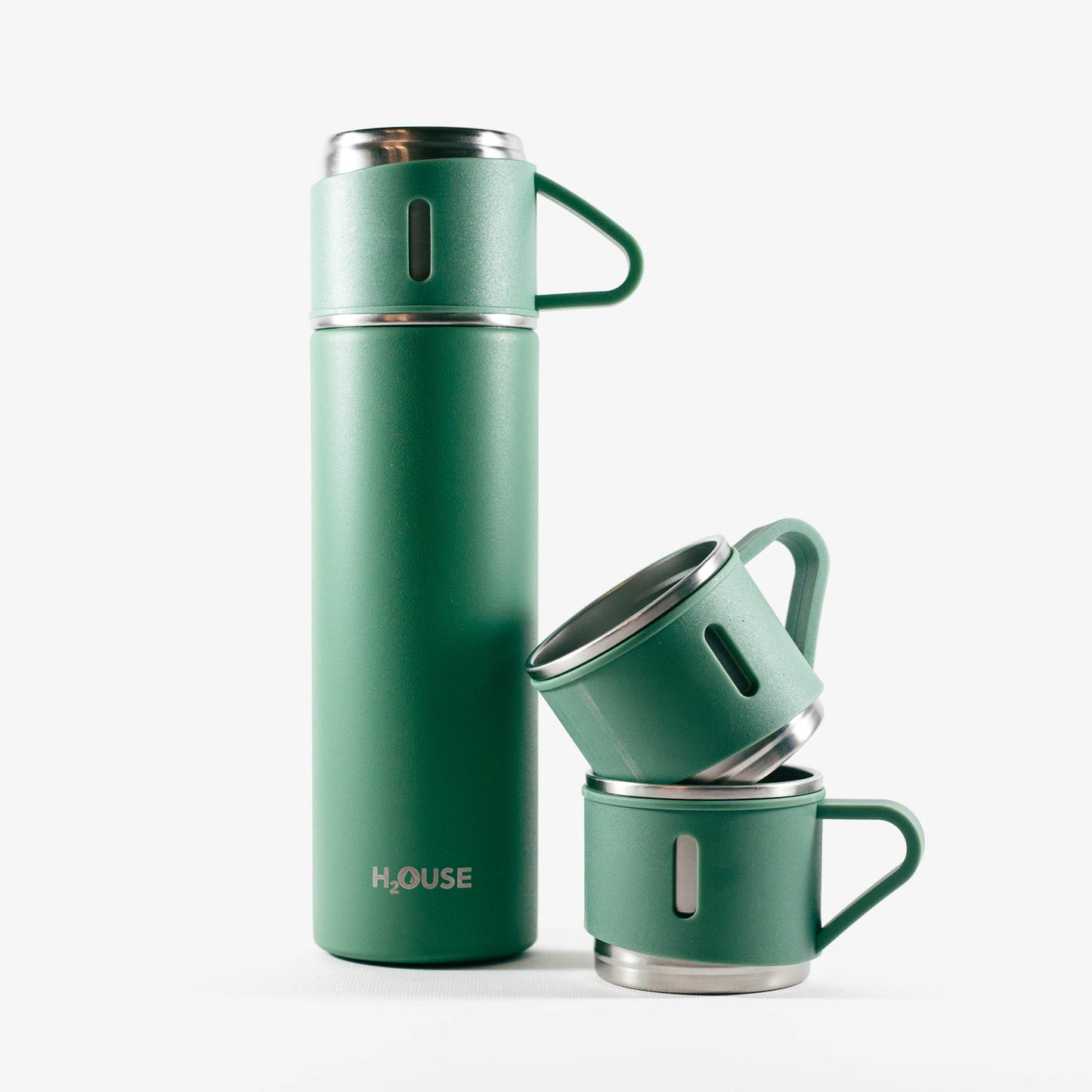 Set Termos H2OUSE, 500ml, perete dublu, 2 cani extra