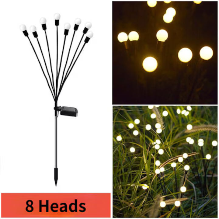 Set 2x Lampa solara de gradina, lumina licurici, ABS, IP65, 70 cm, 8 led-uri, alb cald