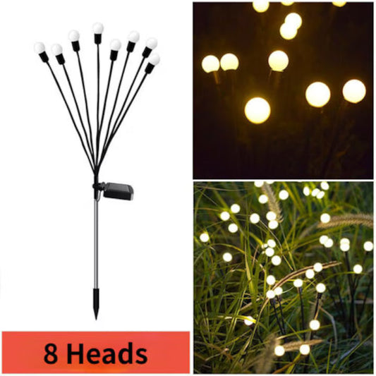 Set 2x Lampa solara de gradina, lumina licurici, ABS, IP65, 70 cm, 8 led-uri, alb cald