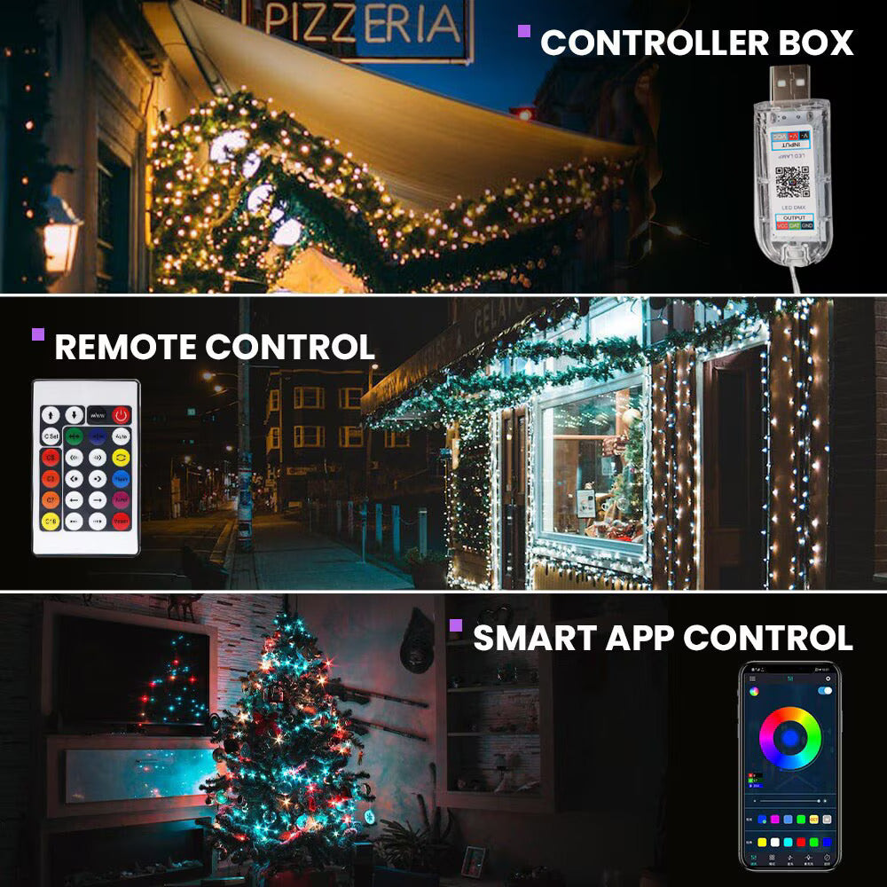 Instalatie de brad cu USB, smart, control prin aplicatie si telecomanda, jocuri de lumini, temporizator, 10m K KATHODE