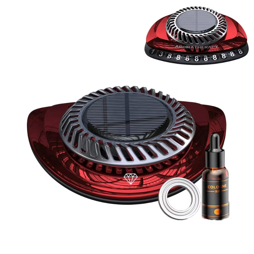 Odorizant auto rosu cu functionare solara, rotatie 360 grade, de lunga durata