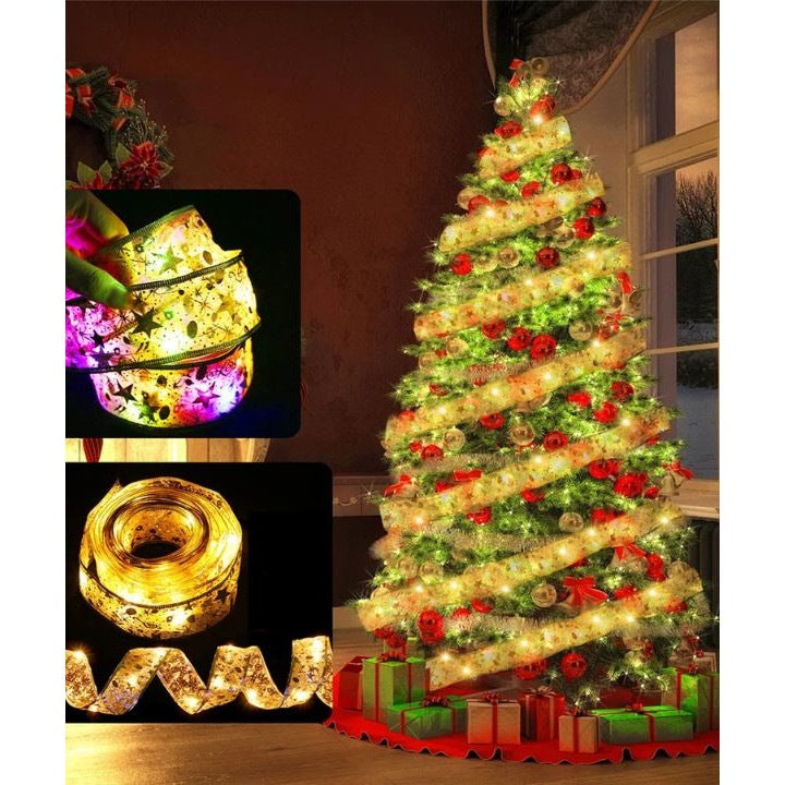 Set 2 x Instalatie Panglica pentru Craciun LED 100 lumini / 10m dublu strat, decorarea casei