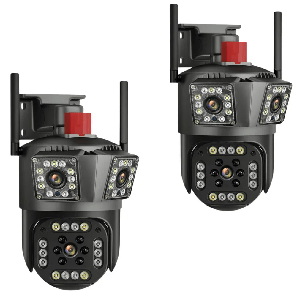 SET 2X Camere Triple Wi-Fi 6K 12MP, Audio bidirectional, AI Motion Detection, Night Vision, PTZ 355°/90°, IP66 + 2 carduri 32GB Incluse
