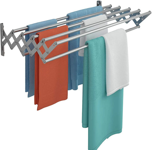 Uscator rufe din aluminiu, retractabil, cu prindere in perete 70cm