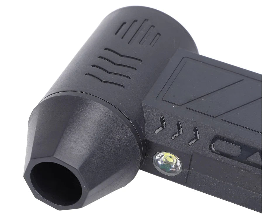 Suflanta aer portabila, indicator baterie, turbo fan, 130000 RPM, 4 trepte de putere, baterie 5000 mAh, negru cu 2 acumulatori