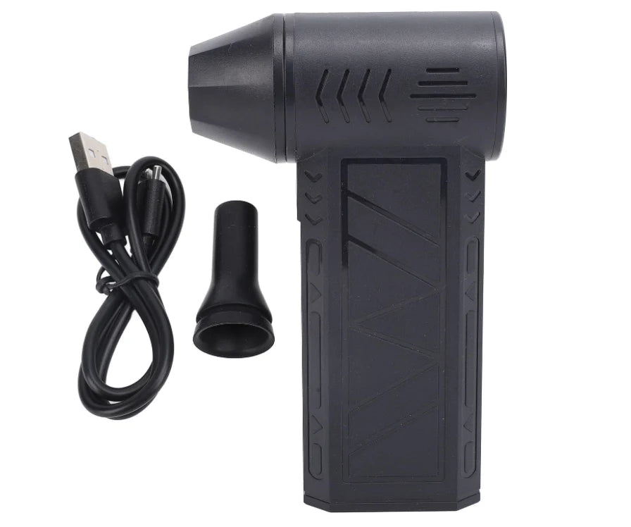 Suflanta aer portabila, indicator baterie, turbo fan, 130000 RPM, 4 trepte de putere, baterie 5000 mAh, negru cu 2 acumulatori