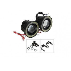 Set 2 proiectoare auto cu LED Angel Eyes, 64 mm, lumina alba