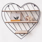 Raft decorativ din lemn si metal in forma de inima, 33.5x9.5x32 cm