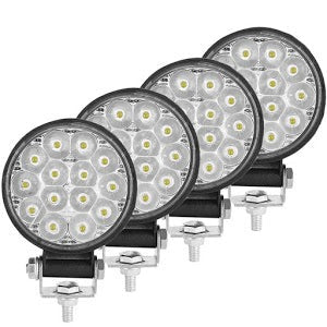 Set 4 proiectoare rotunde, 14 LED 48W auto off-road, IP 67