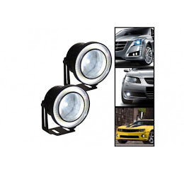 Set 2 proiectoare auto cu LED Angel Eyes, 76 mm, lumina alba