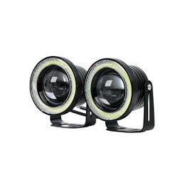 Set 2 proiectoare auto cu LED Angel Eyes, 76 mm, lumina alba