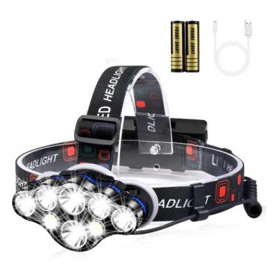 Lanterna de cap cu 8 LED-uri, rezistenta la umezeala