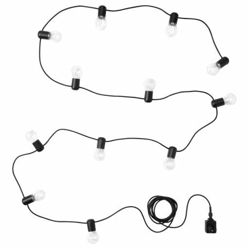 Ghirlanda LED 12 becuri, negru interior/exterior