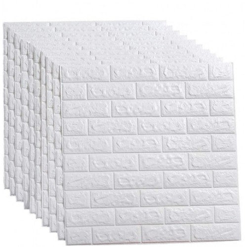 Set 10 x Placa de tapet adeziv caramizi albe, 77x70 cm