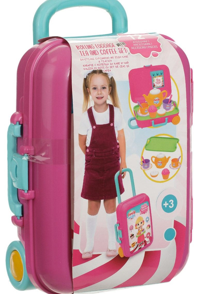 Set cesti ceai si accesorii, model valiza, 12 buc