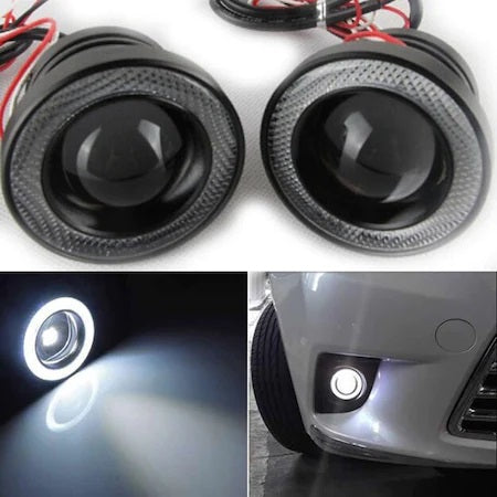 Set 2 proiectoare auto cu LED Angel Eyes, 64 mm/76 mm/89 mm, lumina alba
