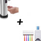 Dozator metalic de sapun cu senzor + Dozator pasta de dinti + suport 5 periute