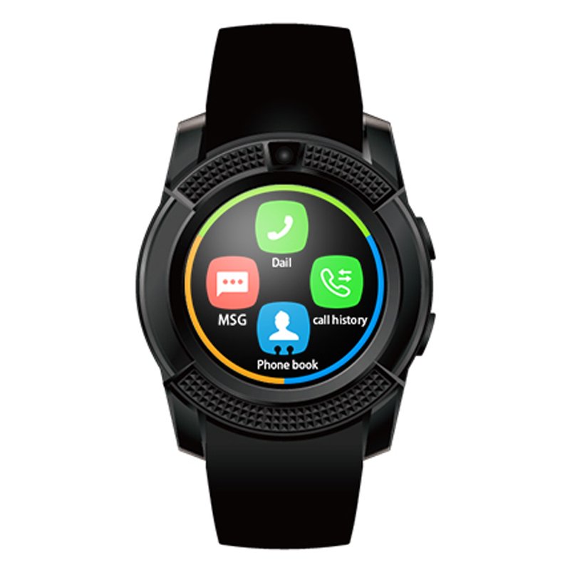 Ceas Smartwatch V8 cu functie apelare, SMS, camera, Bluetooth, Android, Negru