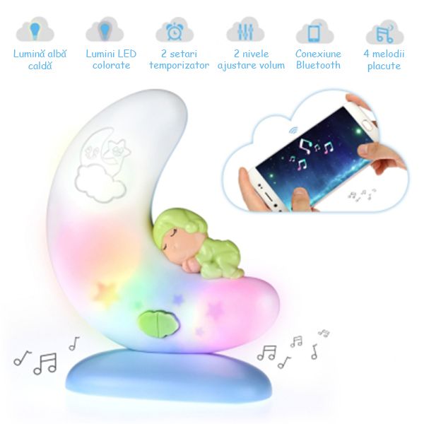 Lampa de veghe muzicala cu Bluetooth - Luna Kaichi