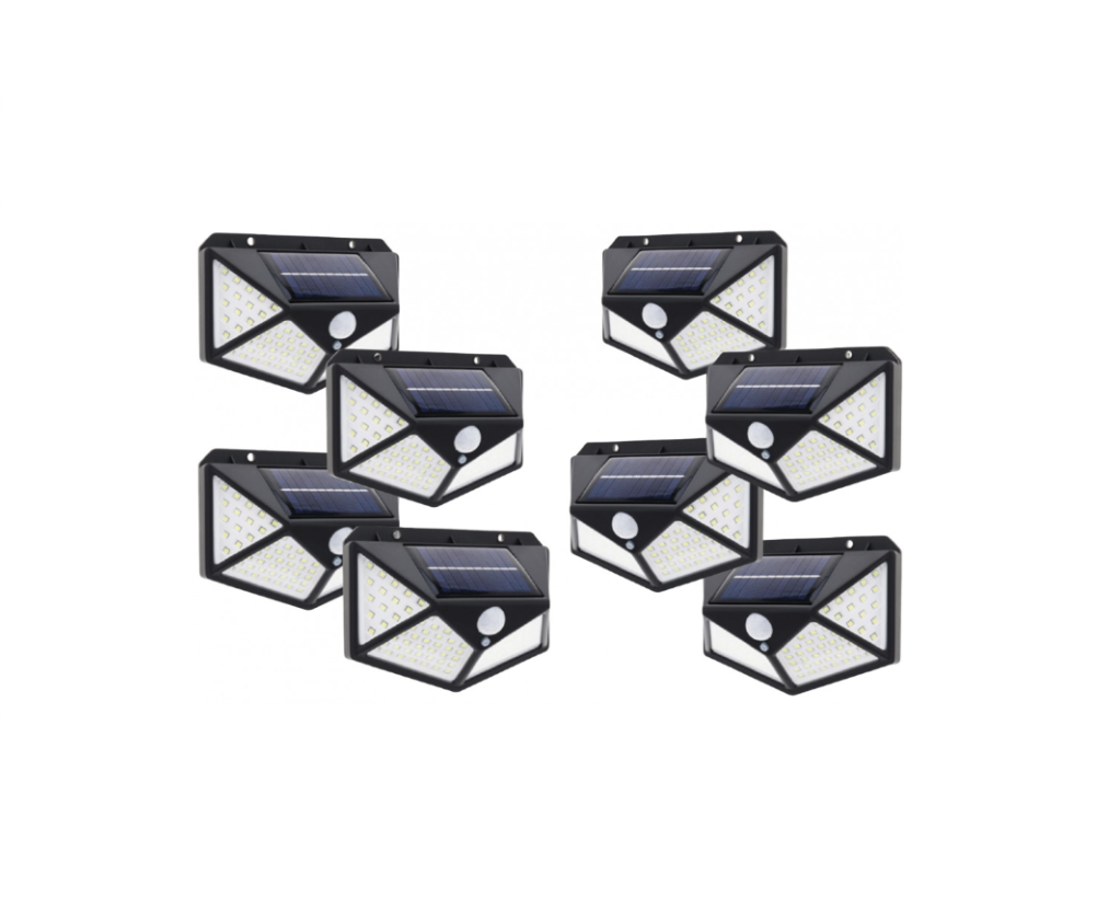Set 8 Lampi solare 100 LED, cu senzor de miscare + Lanterna Cadou