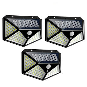 Set 3 x Lampa 100 LED cu panou solar, senzor de miscare