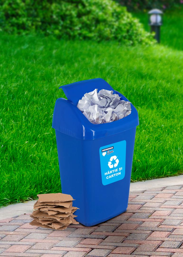﻿Cos Gunoi Capac Batant, Reciclare Eco 35 L, Albastru, Heinner