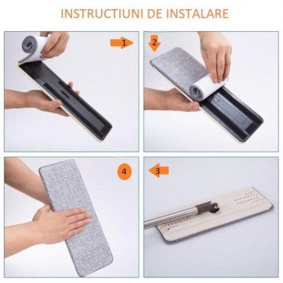 Set 3 rezerve din microfibra pentru mop plat, putere mare de absorbtie